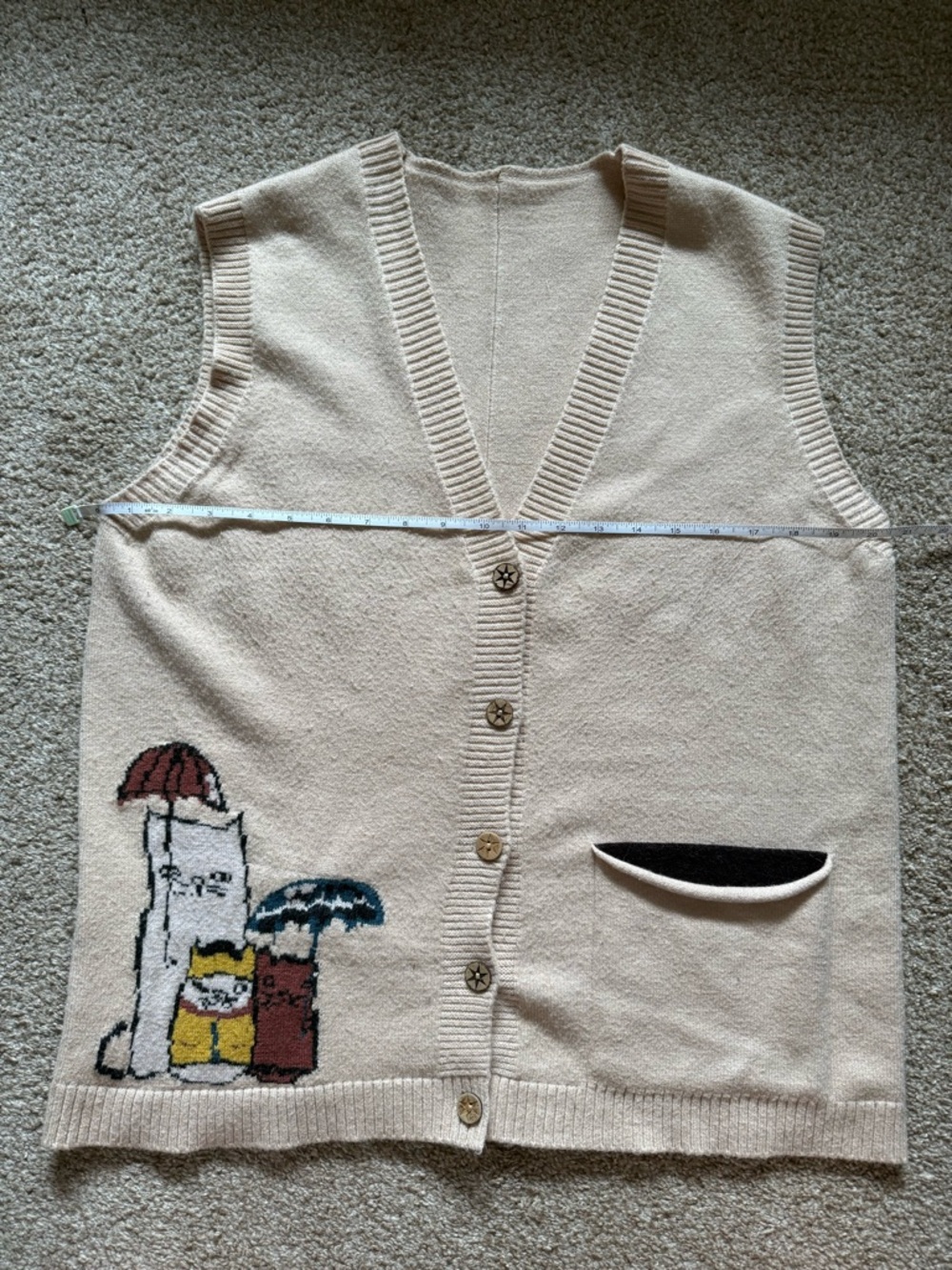 Adorable Cashmere Cat Sweater Vest (L?) - Picture 3 of 5